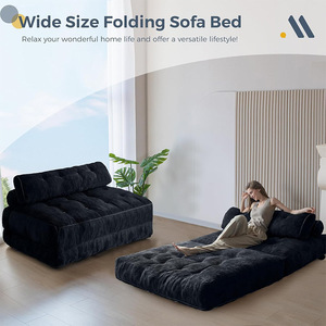 Convertible <b>Folding</b> Sofa <b>Bed</b> Single Size Multifunctional Modular Foam Filling Living Room Lounge Chair For Adults And Children - Product Image 3