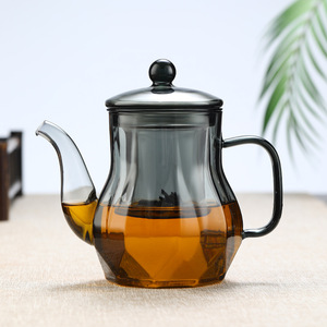 กาน้ำชาแก้วใสทนความร้อนทำมือ พร้อมที่กรอง<span class=keywords><strong>ชา</strong></span>คริสตัลและด้ามจับสีสันสด<span class=keywords><strong>ใส</strong></span> สำหรับ<span class=keywords><strong>ชา</strong></span>เขียว - Product Image 5