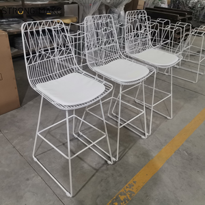 Outdoor Commercial Patio Tabouret De <strong>Bar</strong> Iron <strong>White</strong> Wire Mesh Armless Barstool Chair Industrial Iron Mesh <strong>Bar</strong> <strong>Stool</strong> With Pad - Product Image 5