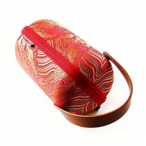 Pochette brodée rouge faite main en EVA, style chinois, avec poignée en cuir, étanche, pour mariage/anniversaire/boîte cadeau théière de luxe - Product Image 3