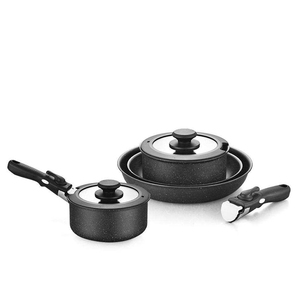 Juego de ollas y sartenes de cocina de inducción personalizadas con <span class=keywords><strong>mango</strong></span> extraíble, wok, ollas para sopa, de aleación de aluminio engrosada, antiadherentes <span class=keywords><strong>Tefal</strong></span>. - Product Image 5