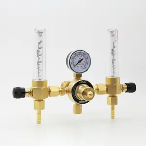 DEM WR0400FL-2 Small Brass Argon gas pressure regulator with flowmeter for TIG and MIG Welding