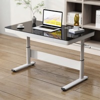 Bureau réglable en hauteur à manivelle OEM 1200*600mm avec verre trempé, bureau d'étude pour enfants, bureau d'ordinateur à domicile pour étudiants