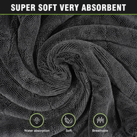 Serviette de nettoyage ultra douce de grande taille 60x90cm 60x80cm 600gsm 700gsm 1200gsm 1400gsm à boucle torsadée en micro-fibre pour lunettes de voiture