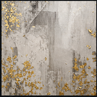 Art mural abstrait gris doré, peinture sur toile peinte à la main pour salon, chambre à coucher, hall d'hôtel et intérieurs neutres modernes et organiques