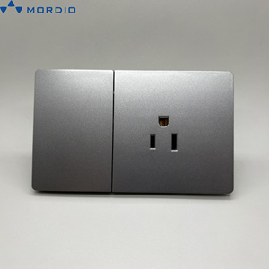 Enchufe de Pared Multifuncional Delgado con Interruptor, Gris Sudamericano, Tecla Grande, 1 Gang, 3 Pines, Fuente de Alimentación - Product Image 3
