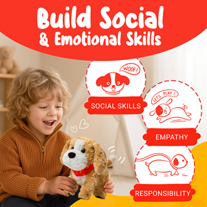 Joycat 教育玩具电子小狗机器人超柔软毛绒玩具儿童逼真毛绒动物玩偶尾巴摇动玩具 - Product Image 3