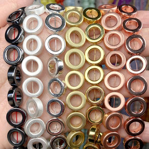 Pietra di ematite naturale rosa KC placcato in oro 12mm perline a cerchio cavo distanziatore per gioielli che si adattano accessori per bracciali fai da te - Product Image 3