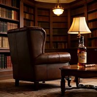 Canapé de bar à cigares rétro américain, ensemble table et chaise de café de style western vintage, chaise individuelle en cuir véritable motif tigre, bois massif