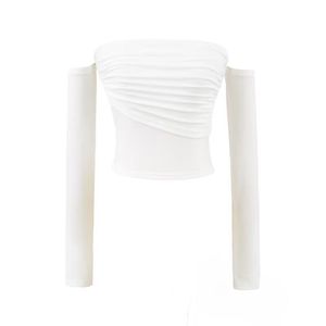 Stacked <b>One</b> Shoulder Solid Color Long Sleeve <b>Top</b> - Product Image 2