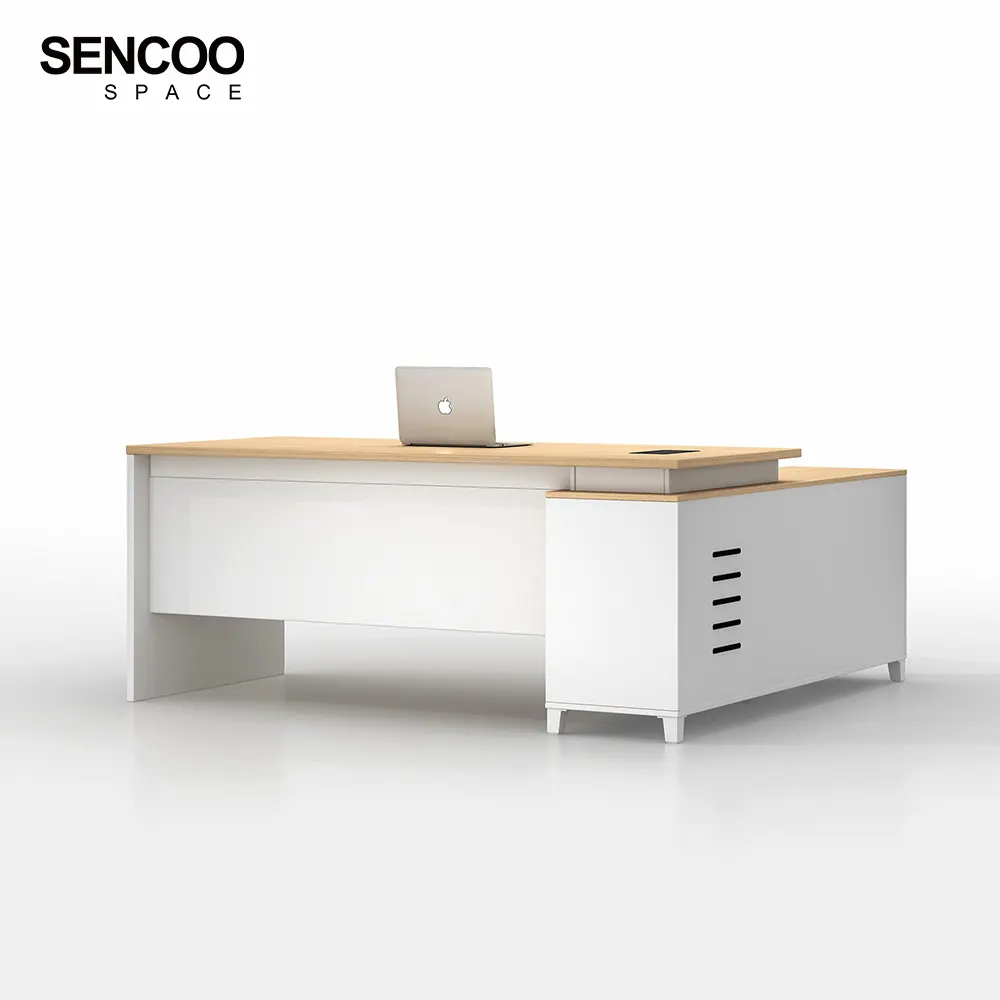 Sencoo Top Verkoop Business Kantoorruimte Hout Luxe Kantoormeubilair Baas Ceo Desk Set Met Archiefkast