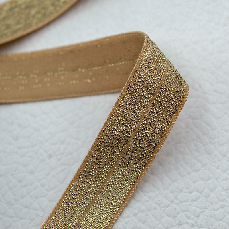 Gordon Ribbons Gold Stretch Ribbon With Shiny Glitter Stretchable Elastic Ruban Tape for Gift Box Wrapping