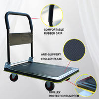 Carretilla de Mano Pequeña para el Hogar, Carro de Empuje Plano con Placa de Hierro Reforzada y Ruedas Plegables para Almacén y Mudanzas