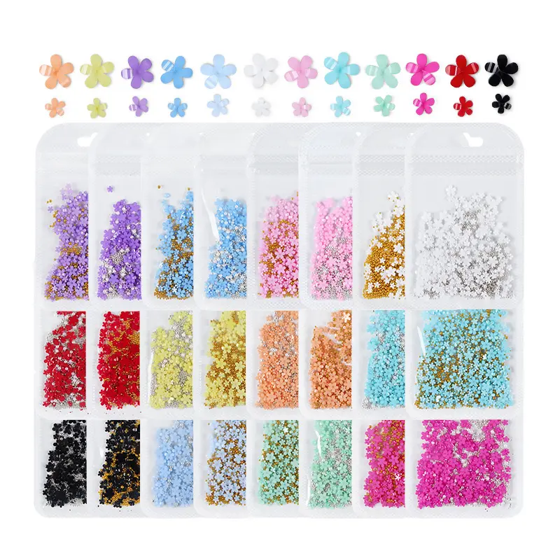 Colorato fiore acrilico unghie Charms gioielli perline fai da te Nail Art decorazione 3d fiori acrilici Charms per unghie salone