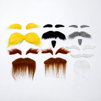 Set de 3 Cejas y Bigotes Postizos Autoadhesivos, Blancos, Amarillos y Marrones, Accesorio Novedoso para Hombres, Halloween, Cosplay