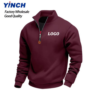 Sudadera al por mayor con media cremallera, de poliéster, cuello alto, corte regular, logo minimalista, casual, para exteriores, marca privada, para hombre - Product Image 1