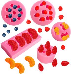 Moldes para <span class=keywords><strong>Fondant</strong></span> en forma <span class=keywords><strong>de</strong></span> fruta, moldes <span class=keywords><strong>de</strong></span> silicona para jabón 3D, caramelo, fresa, naranja, piña, Raspberry y arándano - Product Image 1