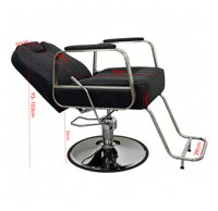 Fauteuil de coiffure intelligent et réglable moderne avec accoudoirs en acier inoxydable SS304 et base hydraulique en métal pour salon, studio et barbier