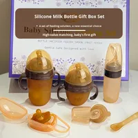 Ensemble d'alimentation pour bébé en silicone de qualité alimentaire, 6 pièces, avec poignée, biberon pour bébé