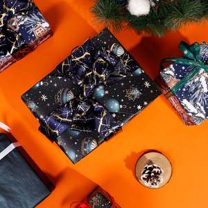 Wholesale 80g 43*300cm <b>Christmas</b> Black Packaging Paper Gift Wrapping Paper Wrapping Paper - Product Image 3