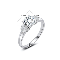 YBO personnalisé luxe Double coeur 1CT Moissanite mariage bagues de fiançailles VVS D couleur 925 bijoux en argent Sterling fêtes élégantes