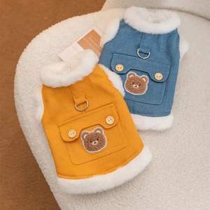 Veste en coton pour chien avec poche pour chat, ours en peluche, pour l'automne et l'hiver, pour garder au chaud, ours en peluche épais, vêtements mignons pour animaux de compagnie - Product Image 2