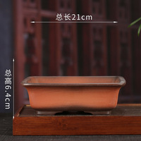 Pot de fleurs de luxe antique en argile violette - Pot de bonsaï carré pour sol avec trous de drainage, écologique, bonne circulation d'air, pour jardin
