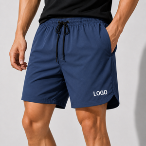 Pantalones Cortos Deportivos Casuales para Hombre, Color Marrón Oscuro, de Secado Rápido, con Cordón en la Cintura y Logotipo Estampado, Tejido Ligero - Product Image 2