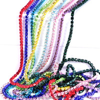 Multi Color Crystal Sew on Trimming for Clothing Shoe Bag Decoration Blink Rhinestone Cup Chain Roll