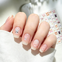 Autocollants pour ongles 5D mignons en forme de chat, chaton, lapin, chapeau, patte, étoile, décorations pour ongles auto-adhésives Kawaii DIY, manucure, art des ongles