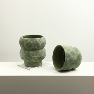 <span class=keywords><strong>Vaso</strong></span> Rotondo in <span class=keywords><strong>Cemento</strong></span> Stile Art Déco con Foro di Drenaggio, <span class=keywords><strong>Vaso</strong></span> per Fiori Ecologico da Tavolo per Decorazioni Centrotavola Matrimoniali - Product Image 3