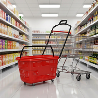 Panier de courses en plastique grande capacité pour supermarché et magasin de proximité avec roulettes