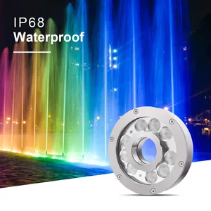 OEM y ODM 18W RGB LED Fuente subacuática Piscina Luz Fabricante Popular IP68 Impermeable DMX512 Control
