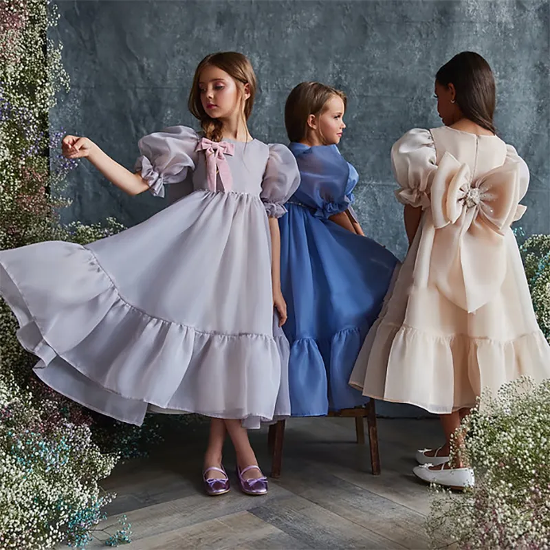 Groothandel Nieuwste Kinderen Ontwerpen Lange Mouwen Kleine Meisjes Verkiezing Jurken Vestido De Nina Floor-Length Cake Baby Kids Jurk