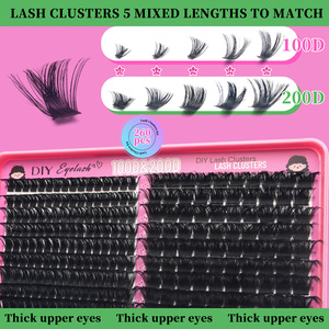 Extensions <span class=keywords><strong>de</strong></span> cils en grappe DIY 100D 120D 150D 200D, effet vison russe, volumineux, 8-16mm, courbure C D, pré-coupés, segmentés, effet wispy - Product Image 5