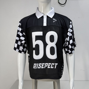 Retro American Football Jersey with <b>POLO</b> Collar Breathable Quick Dry Mesh Loose Fit Design Perfect for Trendy Outfits - Product Image 2