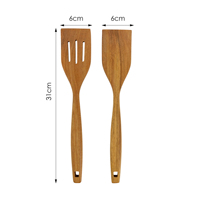 Ensemble de spatules professionnelles en bois d'acacia, paire d'ustensiles de cuisine durables et anti-rayures pour retourner, mélanger et cuire