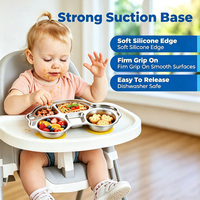 Assiette à collation pour enfants en acier inoxydable 304 de qualité alimentaire avec base à ventouse, design voiture, compartimentée, pour tout-petits
