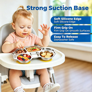 <span class=keywords><strong>Assiette</strong></span> à collation pour enfants en acier inoxydable 304 de qualité alimentaire avec base à ventouse, design voiture, compartimentée, pour tout-petits - Product Image 5