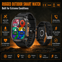 Montre connectée d'extérieur pour hommes, GPS, IP68, résistante à l'eau, robuste, tactique, navigation, fréquence cardiaque, SpO2, sport, fitness, appels sans fil, OEM