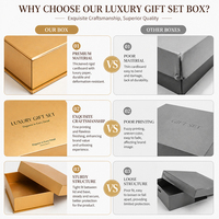 Boîte de luxe en carton rigide doré avec logo personnalisé imprimé, pour bijoux, montres, cosmétiques, grande boîte à deux pièces avec couvercle et base