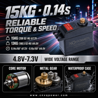 Servomoteur numérique standard RC Nitro Car 15kg XQ-POWER XQ-S3115M étanche à engrenages métalliques 180 degrés à couple élevé pour avion RC 7.2V