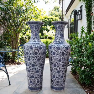 Jingdezhen Blauwe <span class=keywords><strong>En</strong></span> <span class=keywords><strong>Witte</strong></span> Keramische <span class=keywords><strong>Vaas</strong></span> <span class=keywords><strong>Grote</strong></span> Binnen-<span class=keywords><strong>En</strong></span> Buitenkunstdecor Moderne Porseleinen Bloemenvloervaas Voor Hotels - Product Image 5