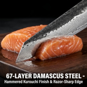 <span class=keywords><strong>Coltello</strong></span> da Cucina Ambidestro in Acciaio Damascato con Manico in Legno, Multiuso ed Ecologico - Product Image 4