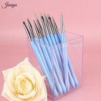 Pincel para decoración de uñas con mango de plástico azul, pincel delineador acrílico fino, herramientas de manicura, pincel para gel UV