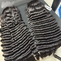 Wig Rambut Asli Manusia 30 Inch Deep Wave 13x6 HD Lace Frontal, Wig Rambut Virgin Brazil Densitas 250, Wig HD Lace Frontal Pre Pluck