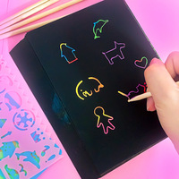 Set hadiah seni kertas gores kreatif, kit kerajinan dan seni kertas gores yang menyenangkan untuk kegiatan anak-anak