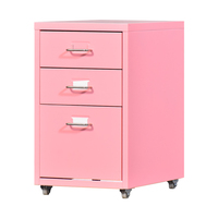 Glosen — meuble à dossiers courts, classeur personnel en acier, en forme de baleine, rose, mini meuble multicolore, à 3 tiroirs, sous le bureau, Mobile