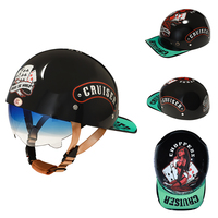 Casque de Moto Vintage Femme Homme Rétro Mode Véhicule Électrique Locomotive Moto Unisexe Casquette DOT