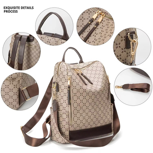 <b>Lady</b> Luxury Office <b>Backpack</b> Casual Travel Pvc <b>Backpack</b> Women Retro Classic Printing Shoulder <b>Backpack</b> - Product Image 5